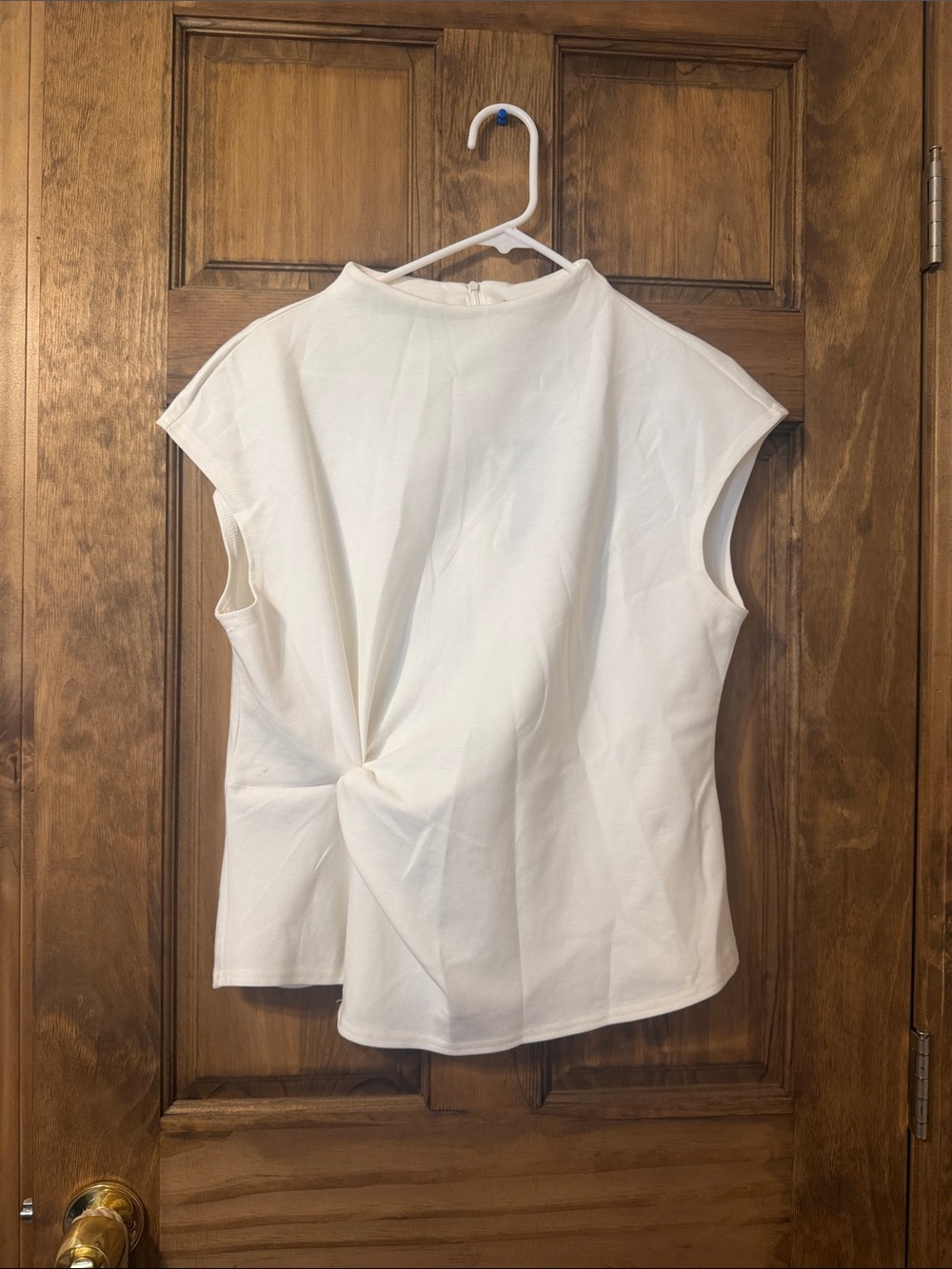 Women's White Twist-Front Cap Sleeve Blouse